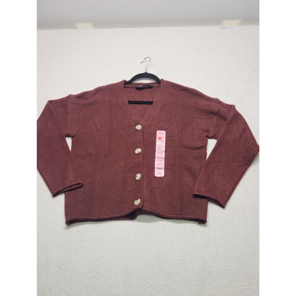 Members Mark- Burgandy Button Up Sweater. Size S 0091